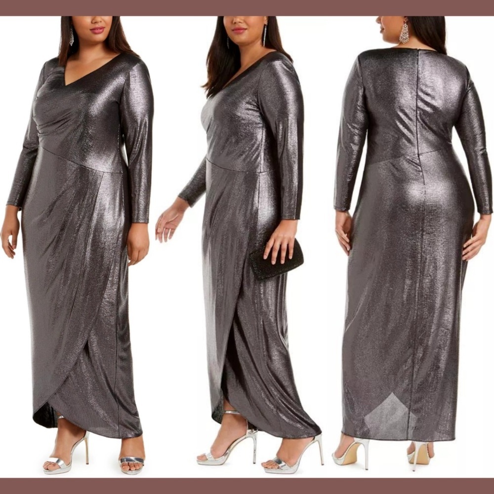 NWT Adrianna Papell [ Plus Size 22W ] Foiled Jersey Wrap‎ Dress